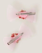 2-Pack Floral Mesh Bow Hair Clips, , large