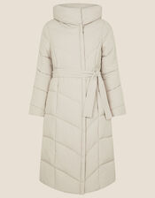 Bettina Longline Padded Coat with Recycled Polyester, Brown (MUSHROOM), large