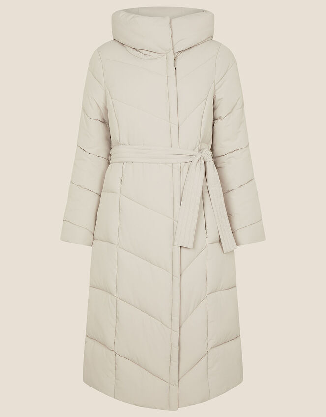 Bettina Longline Padded Coat with Recycled Polyester, Brown (MUSHROOM), large