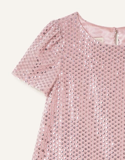 Sequin Velour Dress Pink Girls' Dresses Monsoon UK.