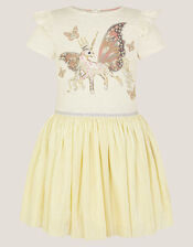 Unicorn Embellished Plisse Disco Dress, Ivory (IVORY), large