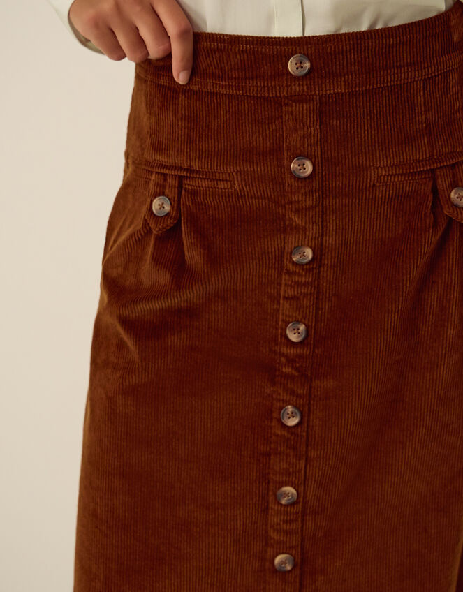 Nicky Corduroy Midi Skirt, Brown (COGNAC), large