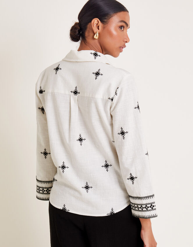 Eleanor Embroidered Tie Shirt Ivory | Tops & T-shirts | Monsoon UK
