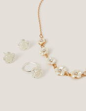 Pearly Flower Jewellery Set, Gold (GOLD), large