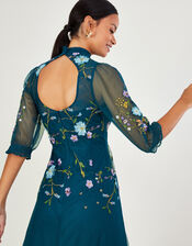 Francesca Embroidered Midi Dress, Blue (BLUE), large