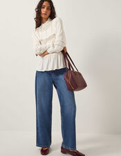 Lila Embroidered Lace Panel Blouse, Ivory (IVORY), large