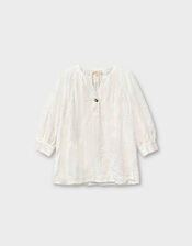 East Ateta Tonal Embroidered Blouse, Ivory (IVORY), large