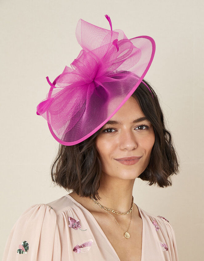 Crin Disc Fascinator Headband, Pink (FUCHSIA), large