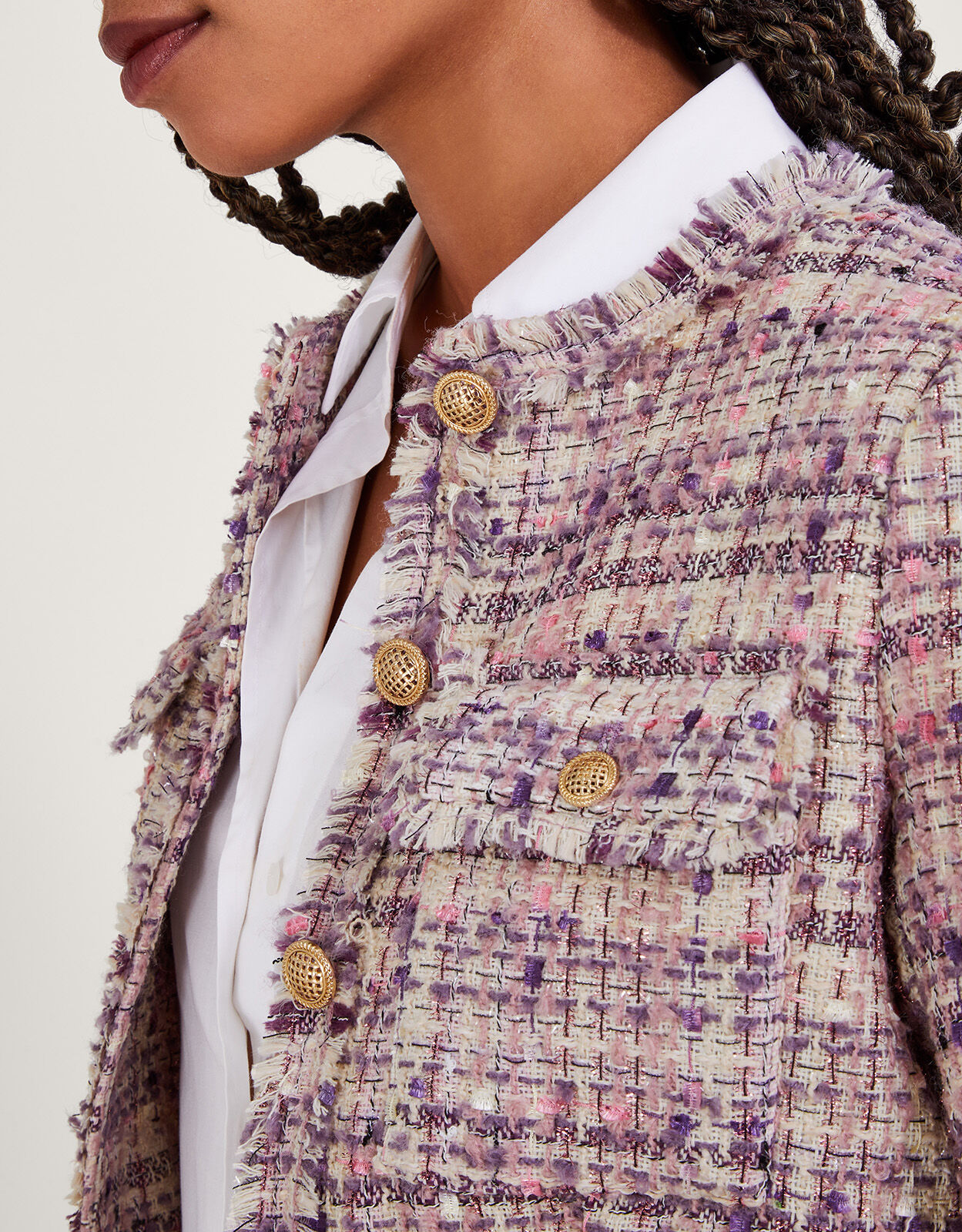 Monsoon lavender tweed coat store
