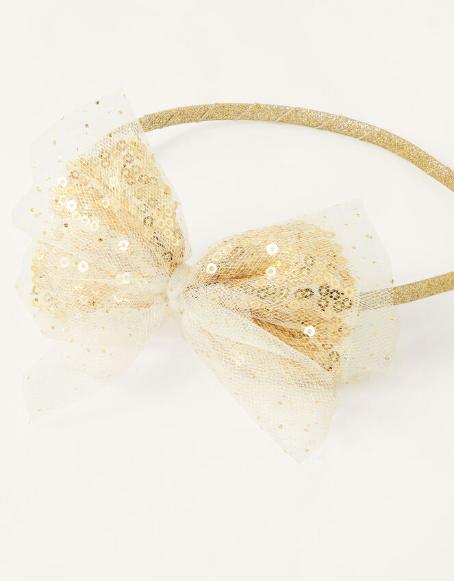 Sequin Spray Bow Headband, , large