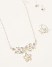 Diamante Flower Jewellery Set, , large