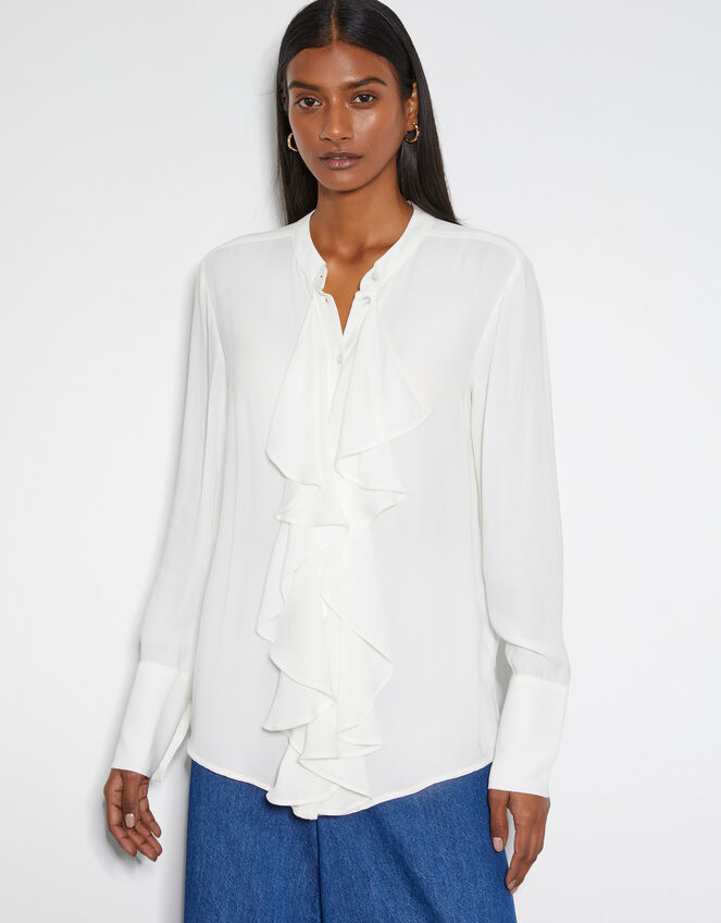 Bella Frill Blouse , Ivory (IVORY), large