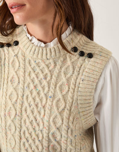 Carly Cable Knit Vest, Grey (LIGHT GREY), large