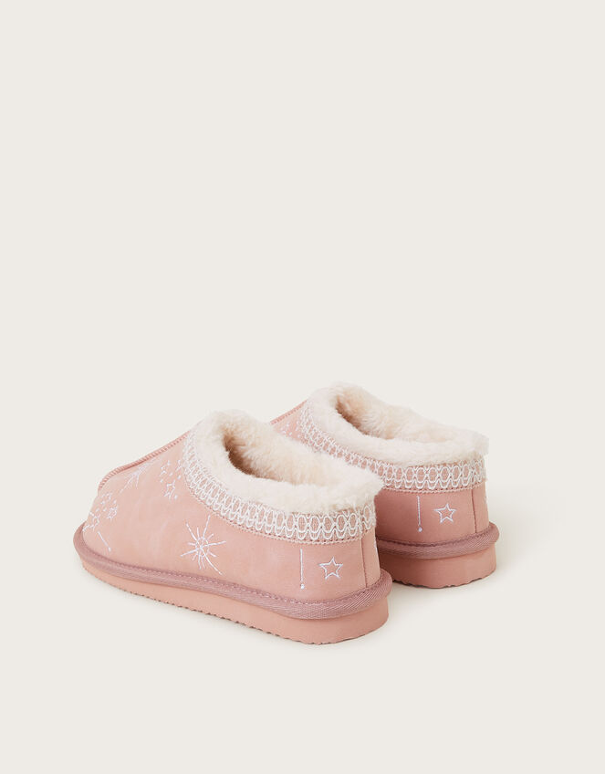 Ebony Embroidered Suedette Mule Slippers, Pink (PINK), large