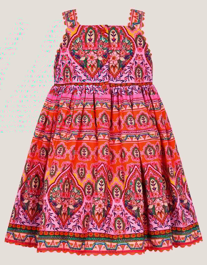 Baby Embroidered Floral Print Dress, Orange (ORANGE), large