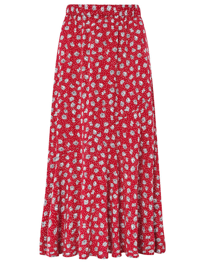 Daisy Print Midi Skirt in LENZING™ ECOVERO™, Red (RED), large