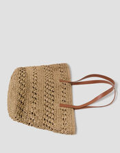Amber Raffia Crochet Tote Bag, , large