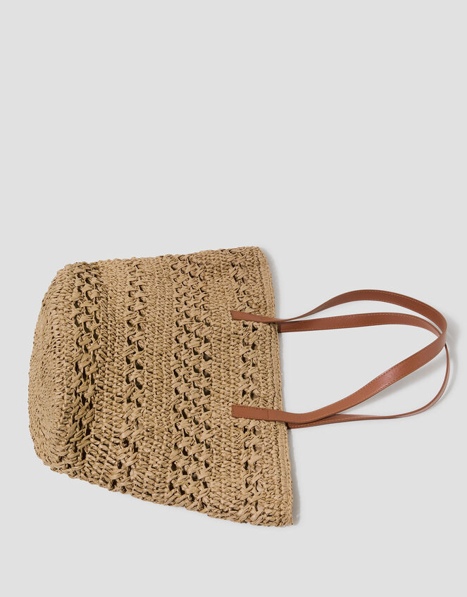 Amber Raffia Crochet Tote Bag, , large