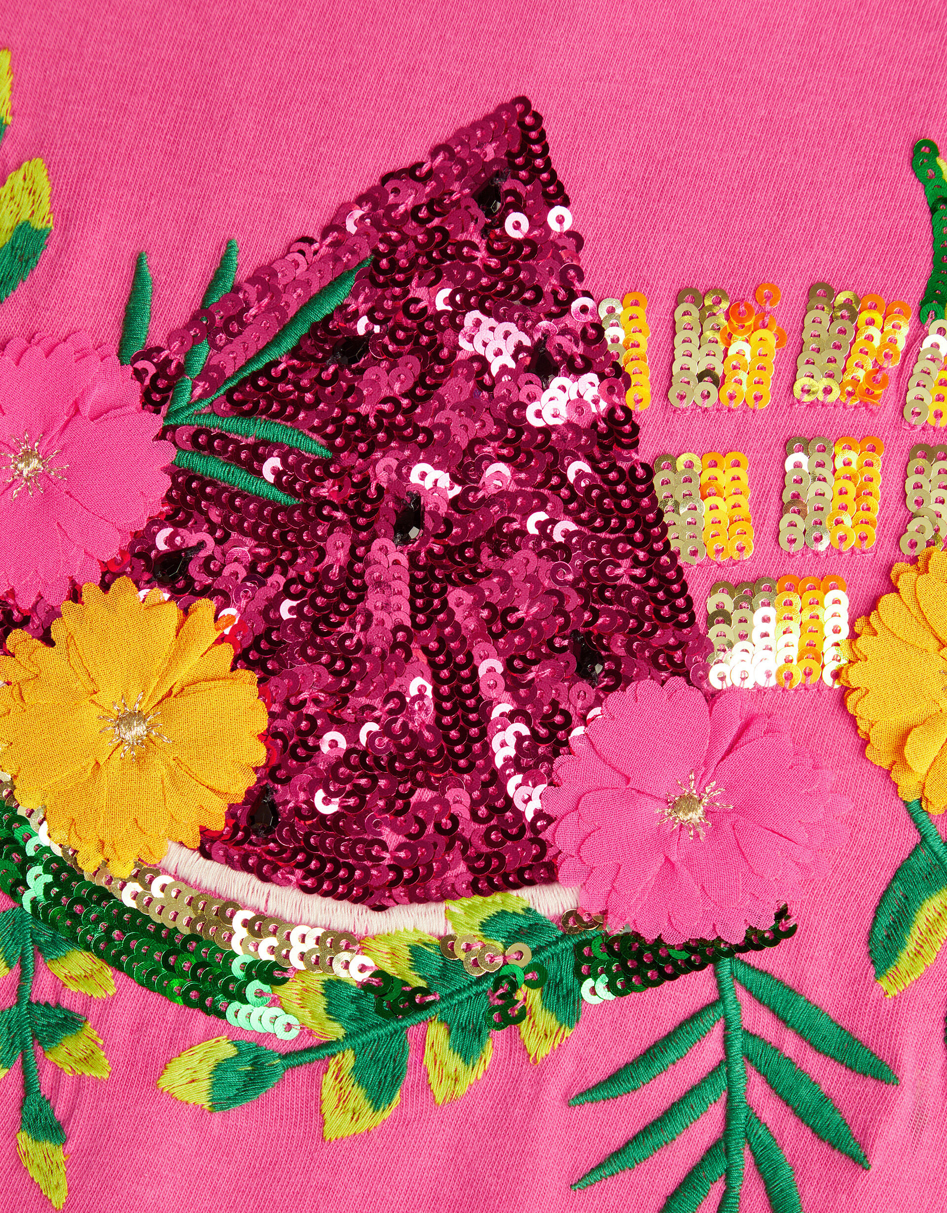 Sequin Embellished Fruit T-Shirt Pink | Girls' Tops & T