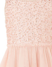 Sequin Hanky Hem Dress, Orange (PEACH), large