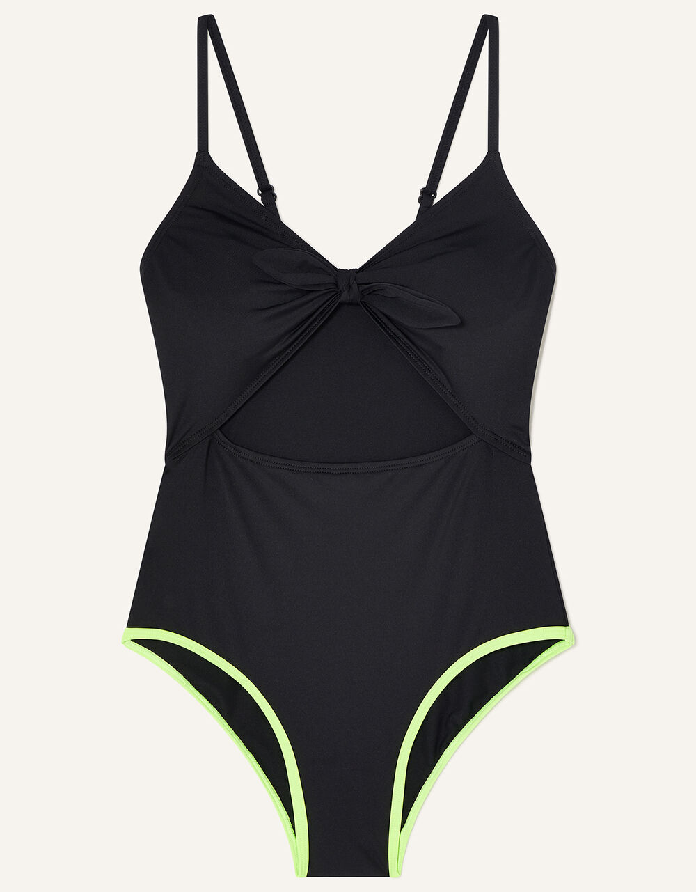 Children Girls 3-12yrs | Neon Stitch Cut Out Swimsuit with Recycled Polyester Black - TC05844