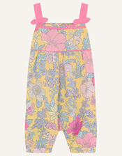 Baby Floral Jumpsuit in Linen Blend, Yellow (YELLOW), large