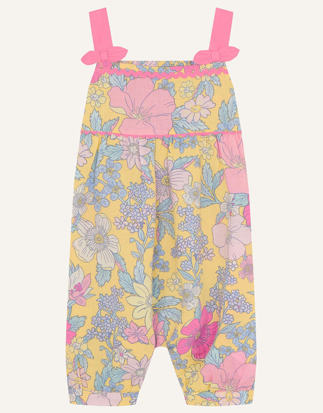 Baby Floral Jumpsuit in Linen Blend, Yellow (YELLOW), large
