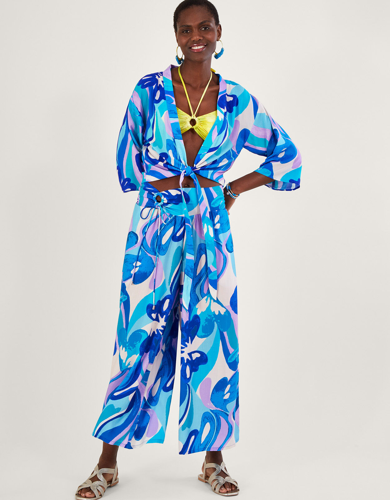 Blue sales cropped trousers