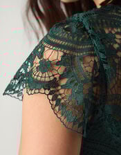 Monica Lace Pleated Bridesmaid Dress, Green (DARK GREEN), large