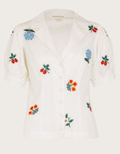 Piera Embroidered Blouse, Ivory (IVORY), large