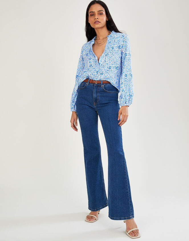 Josephine Geometric Print Blouse, Blue (BLUE), large