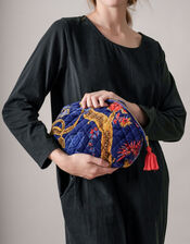 One Hundred Stars Peacock Print Velvet Pouch, , large