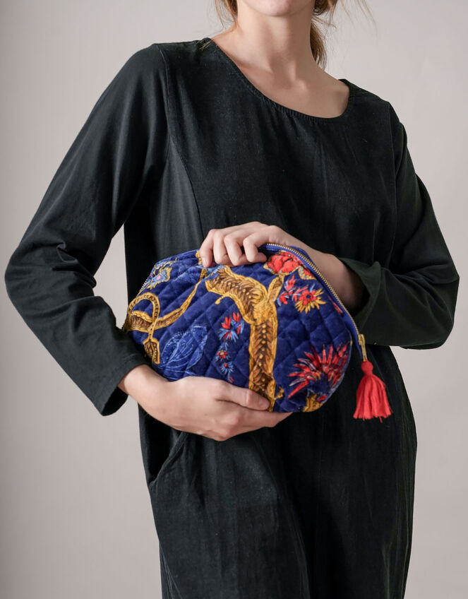 One Hundred Stars Peacock Print Velvet Pouch, , large