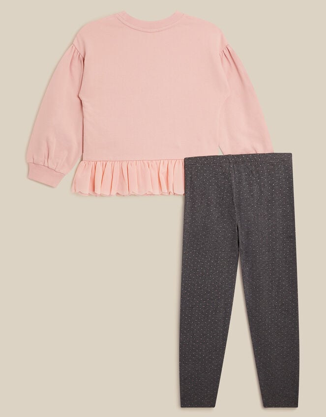 Ballerina Sweatshirt & Polka Dot Leggings Set , Pink (PINK), large