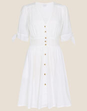 Dolly Dobby Stripe Short Dress, White (WHITE), large