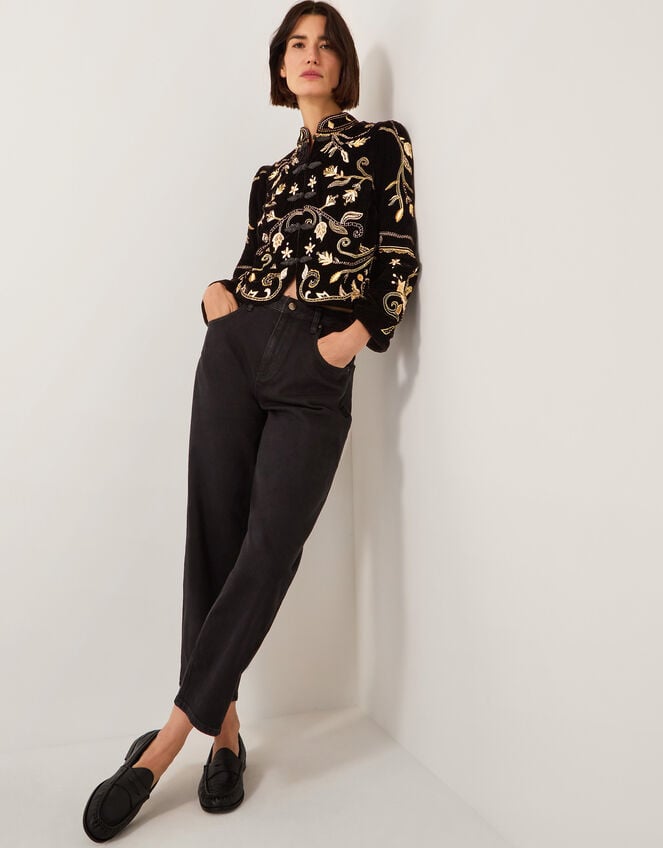 Farah Embroidered Velvet Jacket, Black (BLACK), large