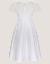 Chiffon Sleeve Floral Communion Dress, White (WHITE), large