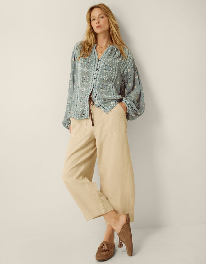 Bonny Printed Blouson Blouse, Blue (BLUE), large