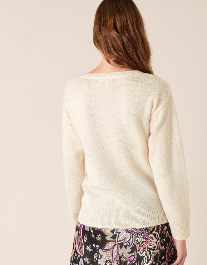 Foil Spot Knit Jumper, Ivory (IVORY), large
