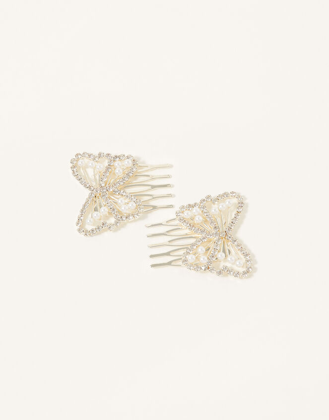 Diamante Butterfly Hair Combs, , large