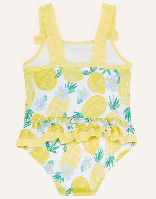 Baby Pineapple Print Skirted Swimsuit with Recycled Polyester, Yellow (YELLOW), large