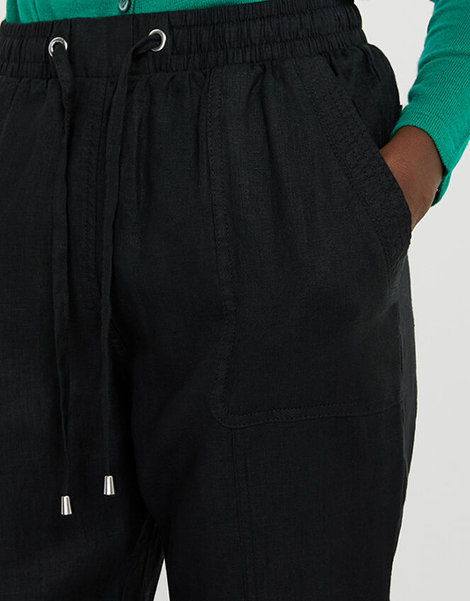 Lightweight Joggers in Pure Linen, Black (BLACK), large