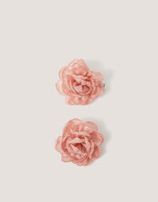 2-Pack Bridesmaid Flower Hair Clips, Pink (PINK), large