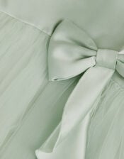 Baby Winnie Satin Bow Tulle Dress, Green (SAGE), large