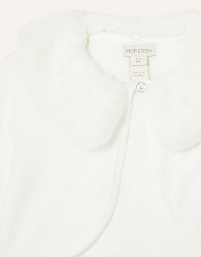 Fluffy Collar Super-Soft Cardigan, Ivory (IVORY), large