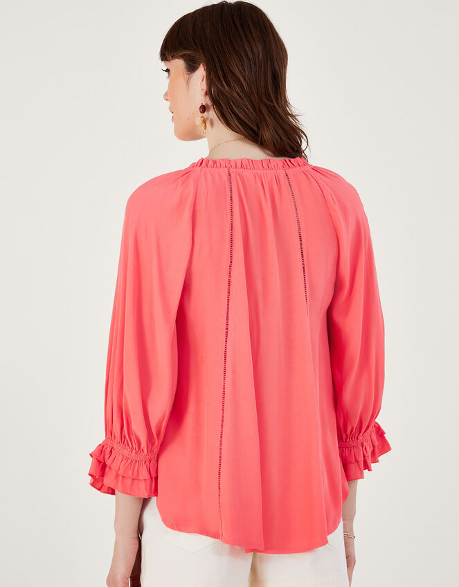 Hattie Lace Insert Top in Sustainable Viscose, Orange (CORAL), large