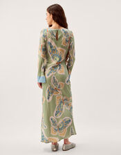 Clemence Aurelie Butterfly Long Sleeve Maxi Dress, Green (SAGE), large