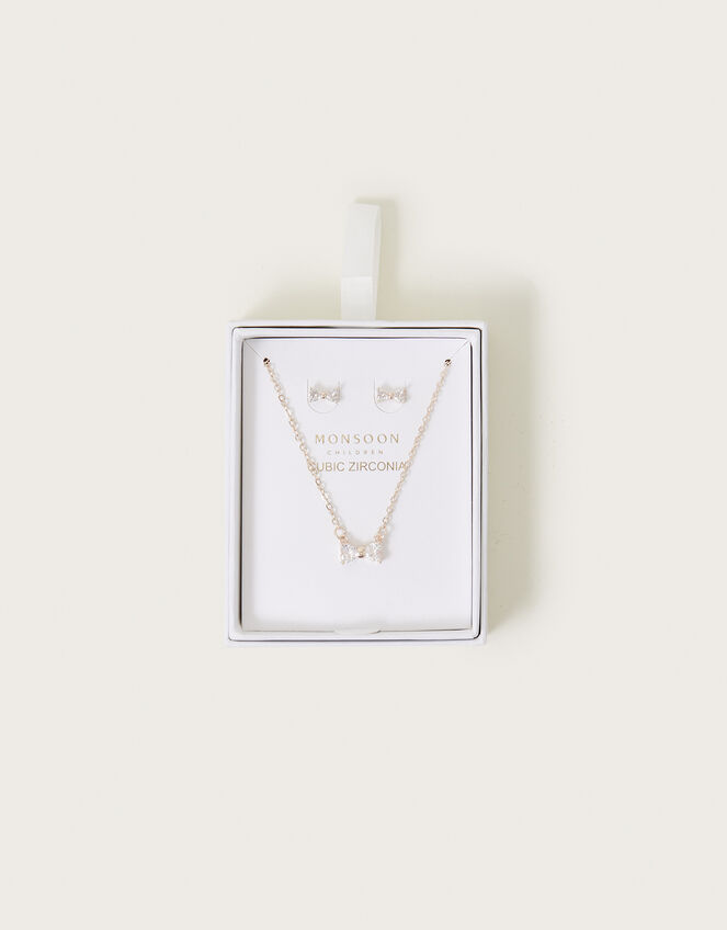 Cubic Zirconia Bow Jewellery Set, , large