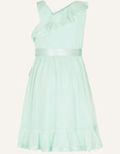 Simone One-Shoulder Chiffon Dress in Recycled Polyester, Green (MINT), large