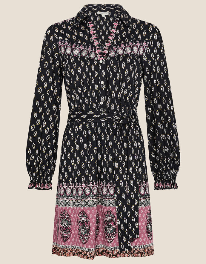 Long Shirt Dress in Black Print - 3600907